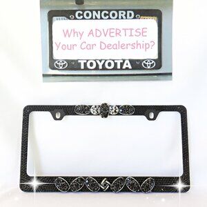 Black Rhinestone License Plate Frame New....726